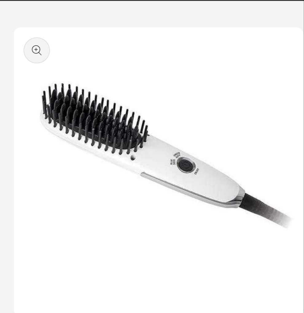Hot & Hotter Mini Heated Straightening Brush, 1 Count Small Hot Styling Brush, White