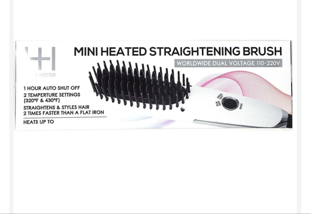 Hot & Hotter Mini Heated Straightening Brush, 1 Count Small Hot Styling Brush, White