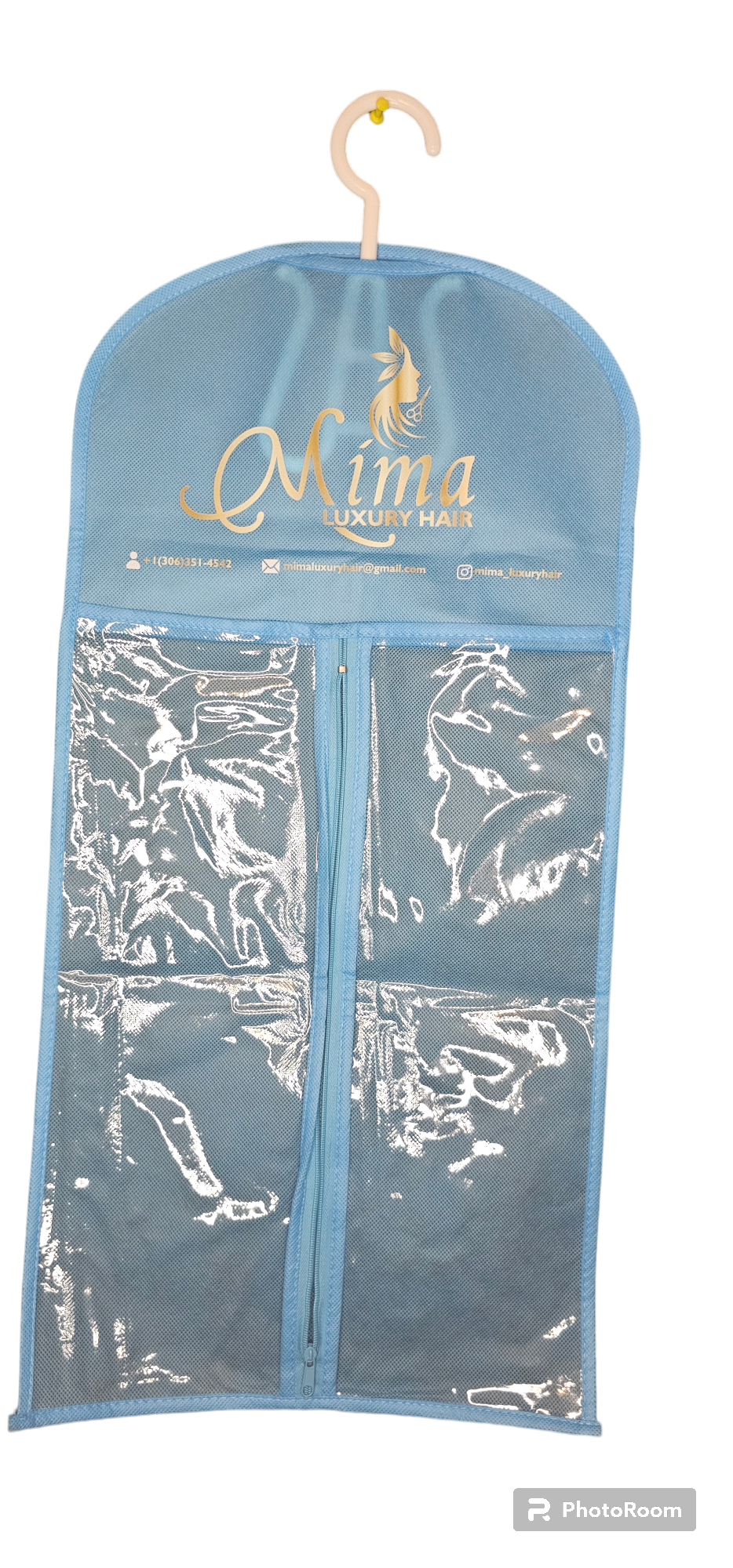 Wig storage bag for Extra Long Hair Extension Holder with Hanger, Dust-Proof Wig Organizer Non-Woven Carrier Case for Human Hairpieces