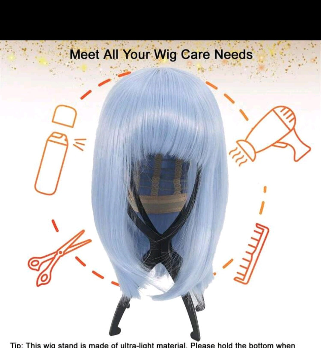 Mima Wig Stands for Short Wigs, Wig Holders, Wig Head Stands, Mask Stands, Black, 2 Pack