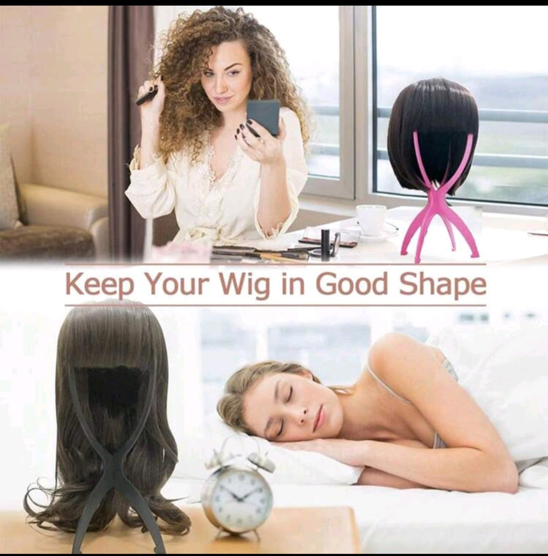 Mima Wig Stands for Short Wigs, Wig Holders, Wig Head Stands, Mask Stands, Black, 2 Pack