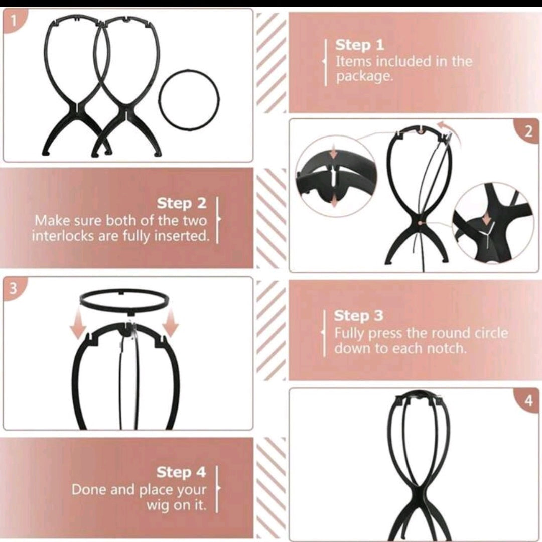 Mima Wig Stands for Short Wigs, Wig Holders, Wig Head Stands, Mask Stands, Black, 2 Pack