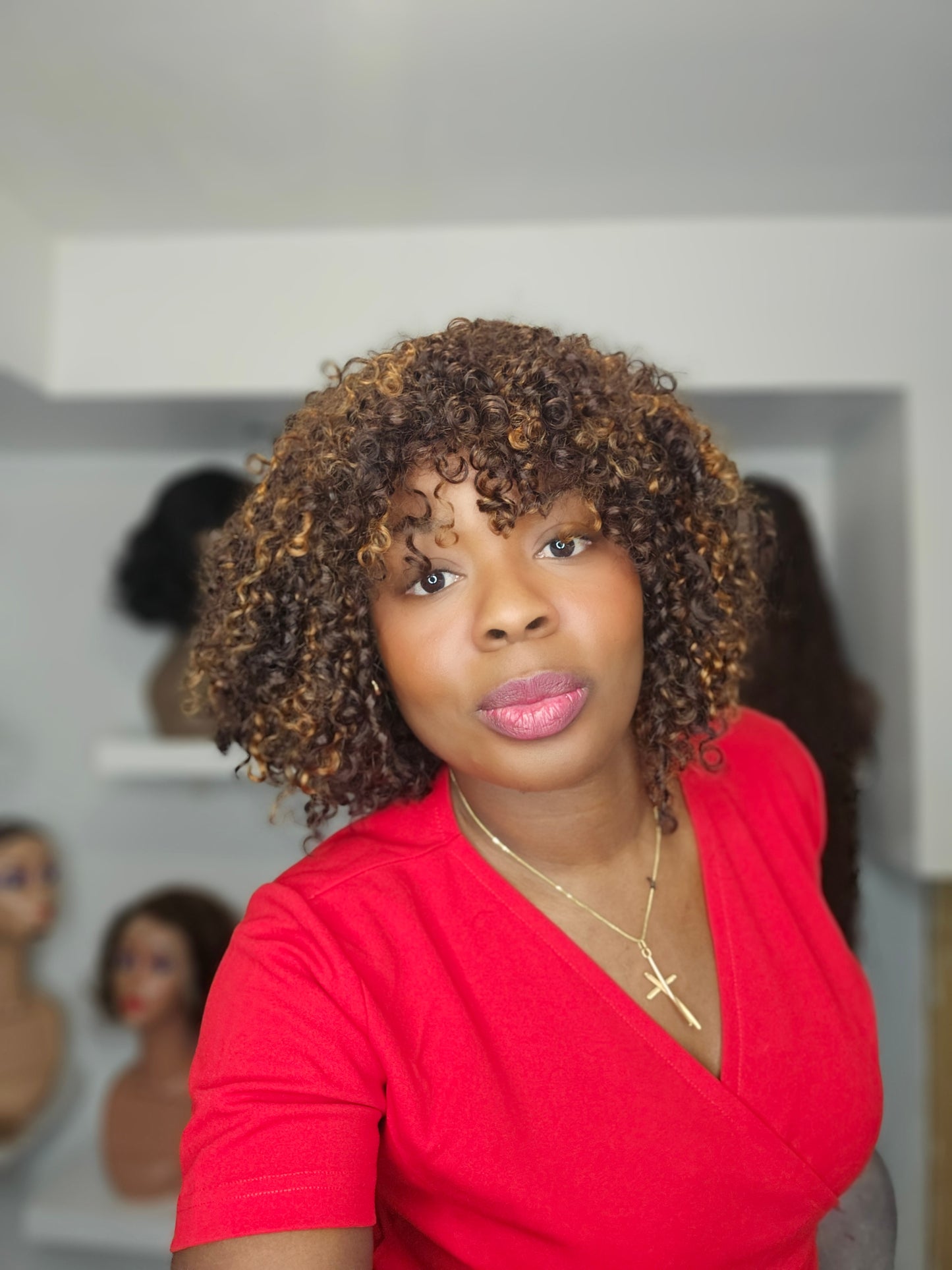 Mima Kinky Curly Wig with Bangs