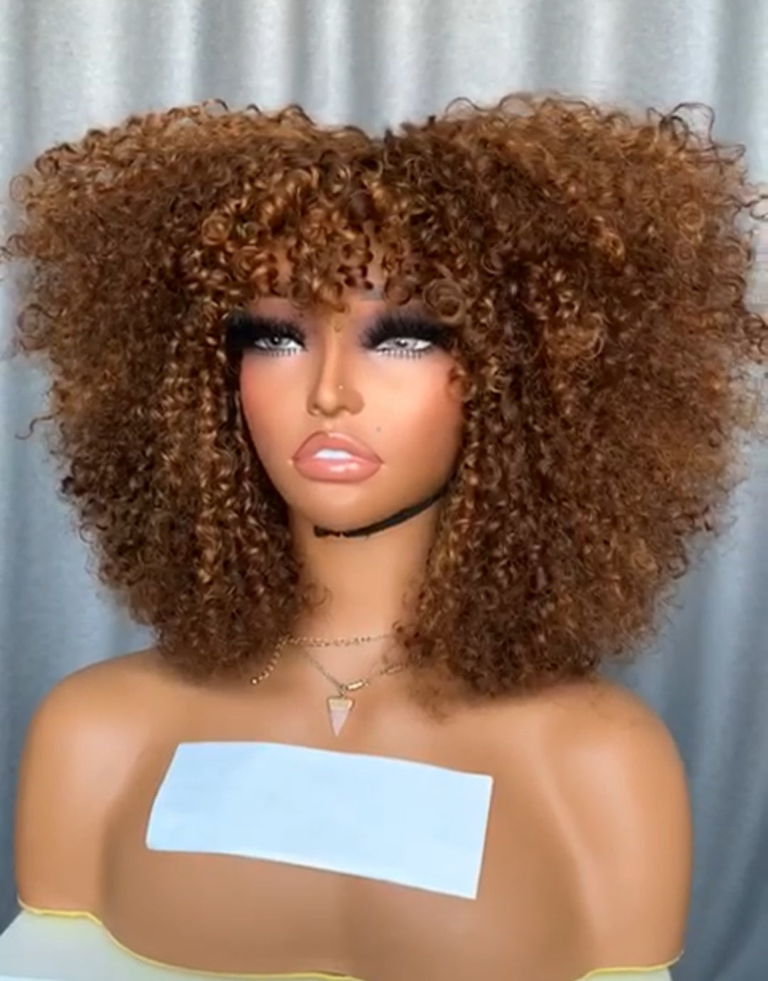 Mima Kinky Curly Wig with Bangs